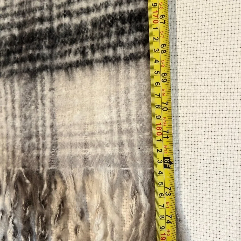 Unisex Gray Plaid Scarf Eco Friendly Recycled Plastic Ultra Soft Large 16